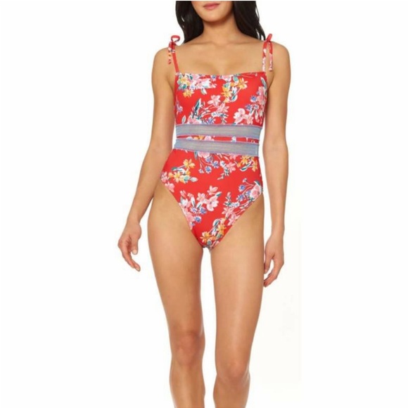 NWT Jessica Simpson chantilly lace pepper multi bathing suit - Picture 1 of 9